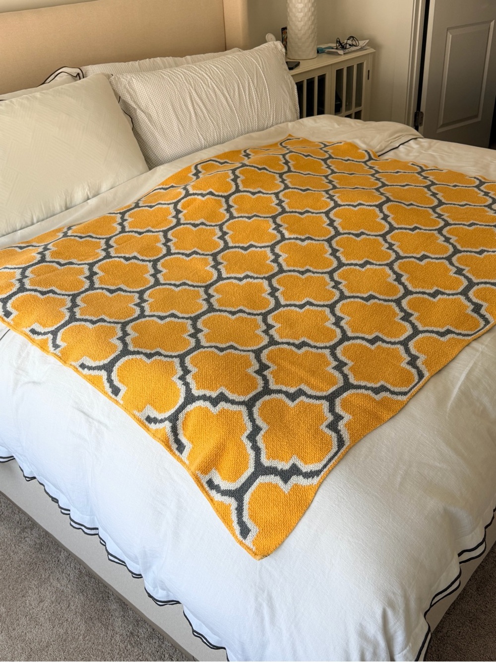 Yellow and Gray Geometric Throw Blanket